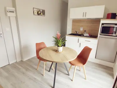 Cuisine ou kitchenette dans l'établissement Malicorn' Appart-Hôtel