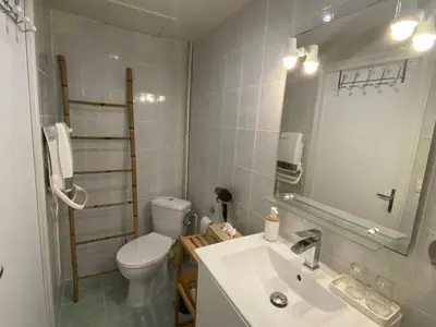 Salle de bains dans l'établissement Les Mariniers Chambres d'Hôtes avec aire de jeux proche du ZooParc de Beauval - Spa nordique en option