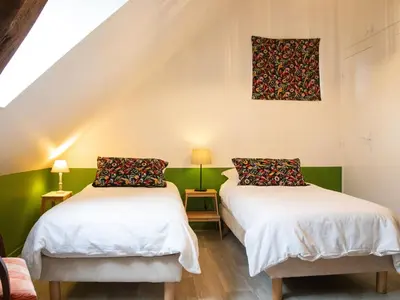Un ou plusieurs lits dans un hébergement de l'établissement Gîte paisible pour 6 pers. près du zoo de la Flèche, avec jardin, barbecue et WiFi - FR-1-410-126