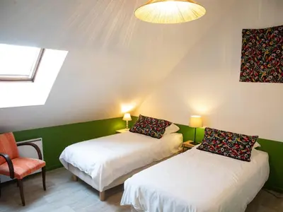 Un ou plusieurs lits dans un hébergement de l'établissement Gîte paisible pour 6 pers. près du zoo de la Flèche, avec jardin, barbecue et WiFi - FR-1-410-126