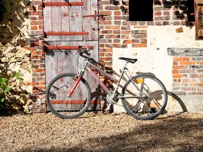 Vélo sur le terrain de l'établissement Charme du XVIIe avec grand terrain clos, dépendances restaurées, jardin, garage fermé et équipements divers - FR-1-410-157 ou dans les environs