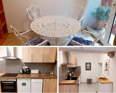 Cuisine ou kitchenette dans l'établissement Passage du Cygne
