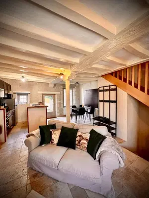 Cuisine ou kitchenette dans l'établissement Le Lavoir aux Roses by Gîtes Sud Touraine