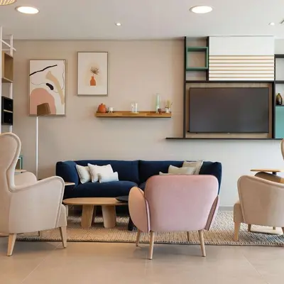 Télévision ou salle de divertissement dans l'établissement Hilton Garden Inn Tours Centre, France