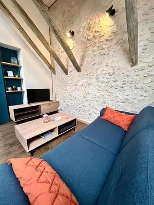 Coin salon dans l'établissement Cosy appartement au coeur de Blois, local vélo