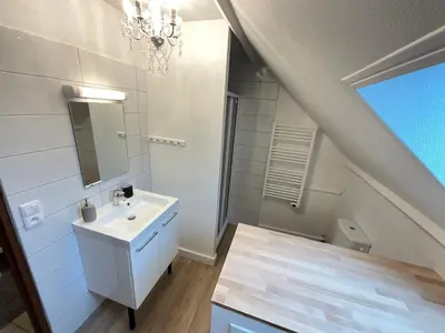 Salle de bains dans l'établissement Maison familiale Blois piscine et SPA