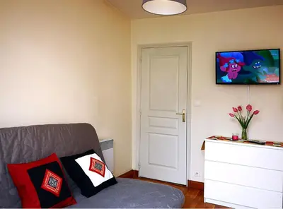 Télévision ou salle de divertissement dans l'établissement NICE APPARTEMENT
