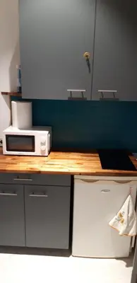 Cuisine ou kitchenette dans l'établissement À 200m du Château 30 min du Circuit du Mans