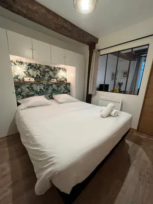 Un ou plusieurs lits dans un hébergement de l'établissement La Cour Chartraine - Cosy appartement avec cour extérieur à Blois