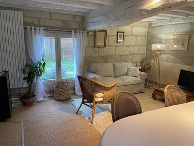 Coin salon dans l'établissement Chambres d hôtes avec Piscine et Spa La Folière Saumur