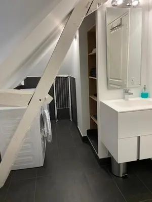 Salle de bains dans l'établissement Appartement du Château de la Caillerie