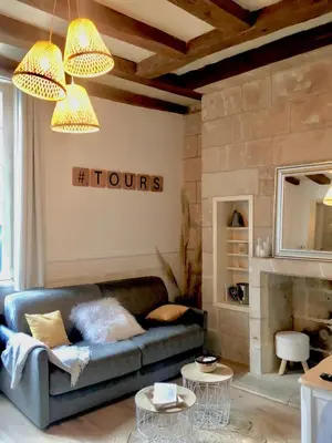 Coin salon dans l'établissement Vieux Tours, Charmant T2 40m2, 4 pers, lumineux