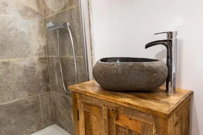 Salle de bains dans l'établissement Le Souplex du Tanneur