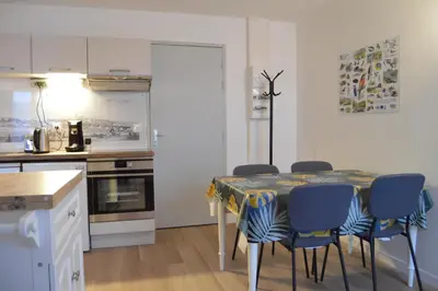 Cuisine ou kitchenette dans l'établissement Gîtes des Cygnes vue sur Loire et linge inclus