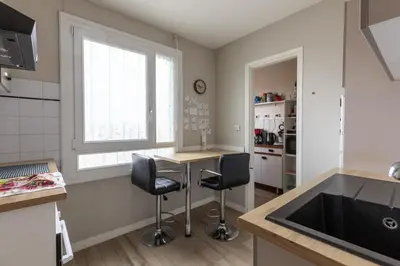 Cuisine ou kitchenette dans l'établissement Appartement charmant au Mans 38 m² avec vue