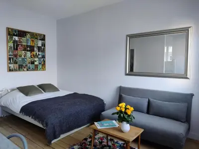 Un ou plusieurs lits dans un hébergement de l'établissement Terrasse 25m - Flat Cosy & Calme - 5 min Gare & Vinci