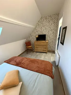 Un ou plusieurs lits dans un hébergement de l'établissement Les Gîtes de La Pellerie - 2 piscines intérieur & extérieur - Touraine - 3 gîtes - familial, calme, campagne