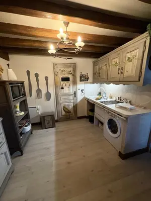 Cuisine ou kitchenette dans l'établissement La maisonnette de Cancan