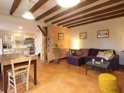 Coin salon dans l'établissement Jolie maison en pierre avec jardin privatif, proche de la Loire et des châteaux, animaux bienvenus - FR-1-622-23