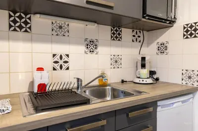 Cuisine ou kitchenette dans l'établissement Chez Gaspéli