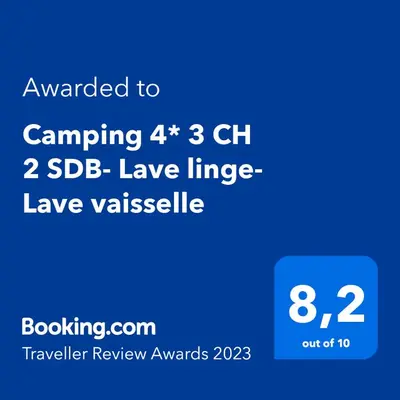 Certificat, récompense, panneau ou autre document affiché dans l'établissement Camping 4* 3 CH 2 SDB- Lave linge- Lave vaisselle