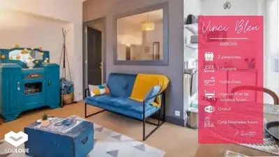 Coin salon dans l'établissement «AU VINCI BLEU» Cosy - Centre-ville Amboise