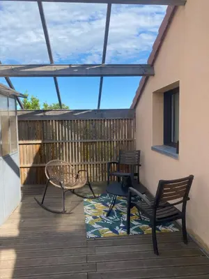 Balcon ou terrasse dans l'établissement Loft avec terrasse pour 4 pers à 3km du circuit avec garage au calme
