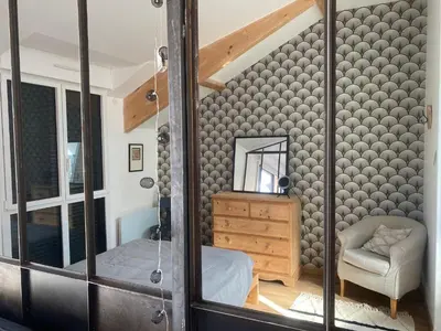Un ou plusieurs lits dans un hébergement de l'établissement Loft avec terrasse pour 4 pers à 3km du circuit avec garage au calme