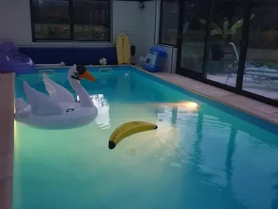 Piscine de l'établissement Gîte Confortable près du Mans avec Piscine, Parc de Jeux et Vélo - FR-1-410-364 ou située à proximité