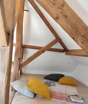 Un ou plusieurs lits dans un hébergement de l'établissement duplex appartement 70m2 atypique au cœur du Mans