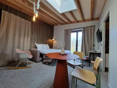 Télévision ou salle de divertissement dans l'établissement Domaine de l'Epau Eco-Resort