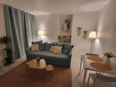 Coin salon dans l'établissement Appartement zen et calme, centre ville