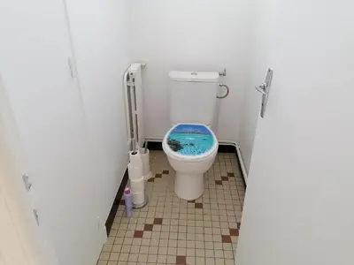 Salle de bains dans l'établissement Chambre parquet flottant chez l'habitant
