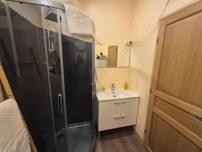 Salle de bains dans l'établissement Studio Les Tilleuls