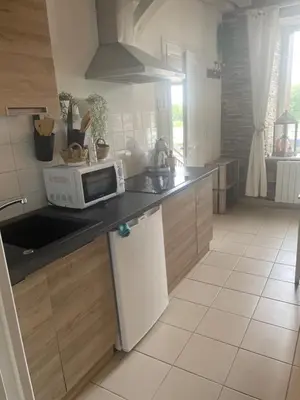 Cuisine ou kitchenette dans l'établissement Gite les pieds dans l'eau
