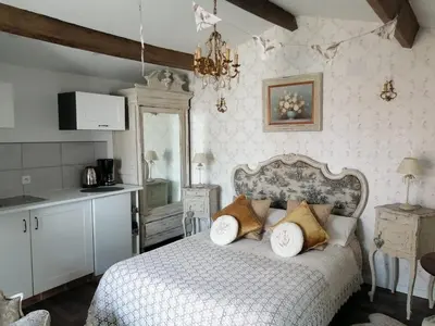Un ou plusieurs lits dans un hébergement de l'établissement Gatekeepers Cottage Tiny House, Taizé, Deux-Sevres, Velo Francette