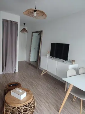 Télévision ou salle de divertissement dans l'établissement T2 en centre ville avec place de parking privative