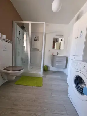 Salle de bains dans l'établissement Joli appart. 2 à 8 pers. a 20 min du futuroscope