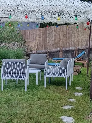 Jardin de l'établissement Chambre art deco Gatsby dans maison d'hote 