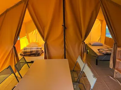 Un ou plusieurs lits dans un hébergement de l'établissement Camping Onlycamp La Gâtine