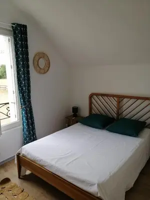Un ou plusieurs lits dans un hébergement de l'établissement Bel appt 3 pièces, à l'étage, jardin privatif, au calme, 10 mn Saumur et CNPE