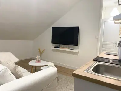 Télévision ou salle de divertissement dans l'établissement Le petit cocon