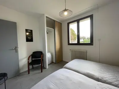 Un ou plusieurs lits dans un hébergement de l'établissement Grand appartement en vallée de la loire