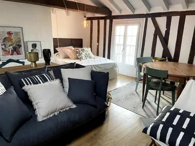 Coin salon dans l'établissement Appartement dans le Vieux Mans