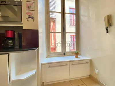 Cuisine ou kitchenette dans l'établissement Charmant appartement - centre Cité Plantagenet!!!