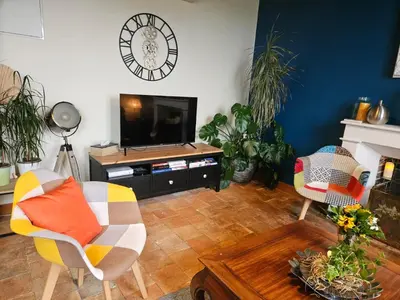 Télévision ou salle de divertissement dans l'établissement Le Petit Nice Maison semi-troglodyte de charme.