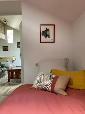 Un ou plusieurs lits dans un hébergement de l'établissement Charmant Gîte au calme, coeur Touraine, proche Chenonceaux