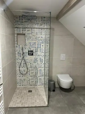 Salle de bains dans l'établissement Gîte « Les Basse des Grouets »