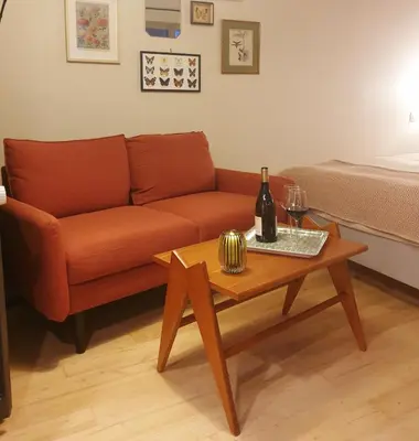 Coin salon dans l'établissement Maisonnette cosy cœur centre avec accueil vélo