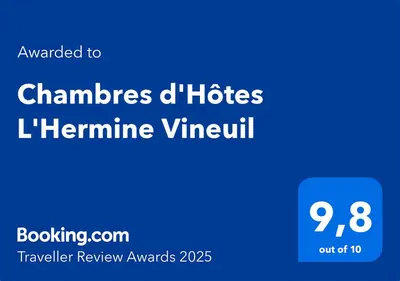 Certificat, récompense, panneau ou autre document affiché dans l'établissement Chambres d'Hôtes L'Hermine Vineuil